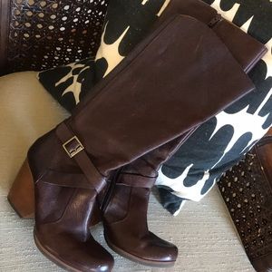 KORK EASE BOOTS brown heels size 7.5 zipper moto